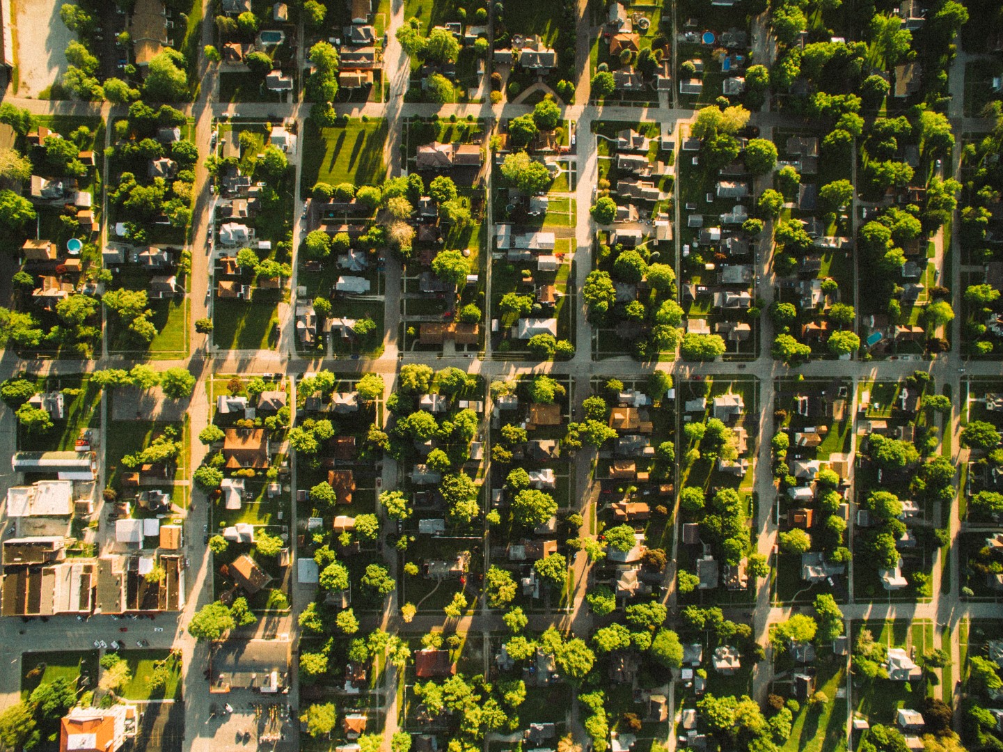 Aerial view of neighborhood in Indiana