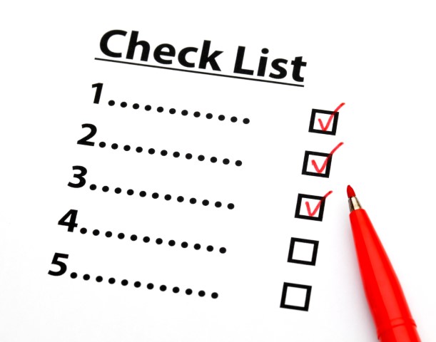 checklist with 3 items checked off