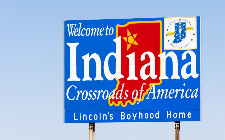 Welcome to Indiana highway sign
